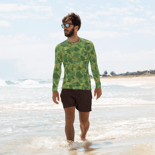 American Mitchell Wine Leaf Green CAMO Mens Long sleeve Rash Guard XS Guards