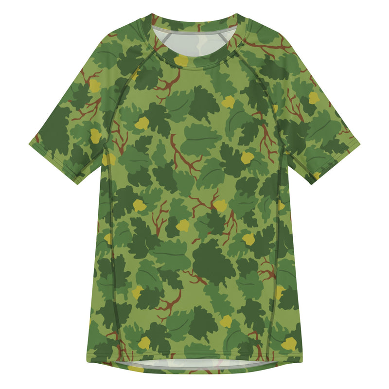 Mitchell Vine Leaf Green CAMO Mens Short-Sleeve Rash Guard - 2XS