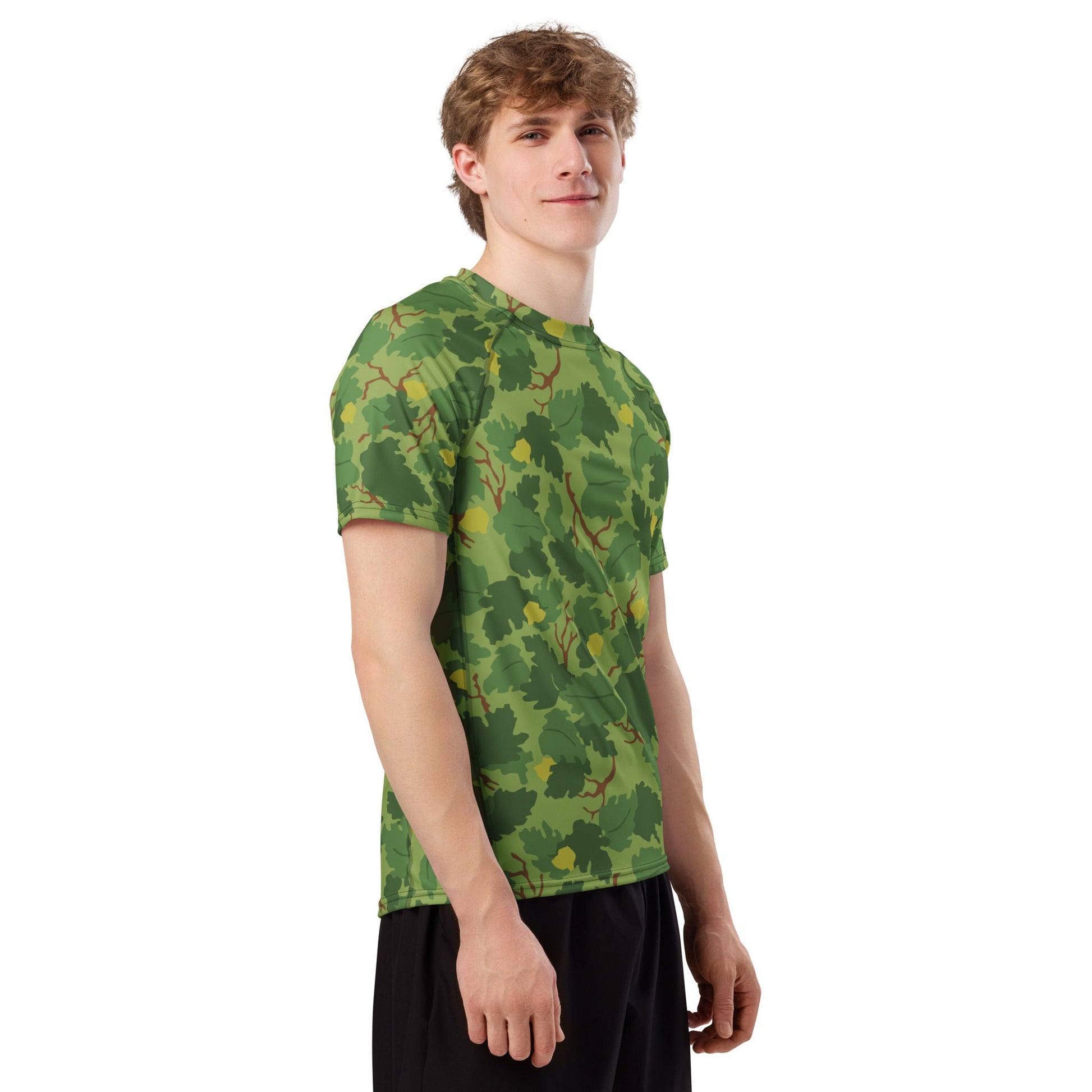 American Mitchell Wine Leaf Green CAMO Mens Short-Sleeve Rash Guard - Short-sleeve Guards