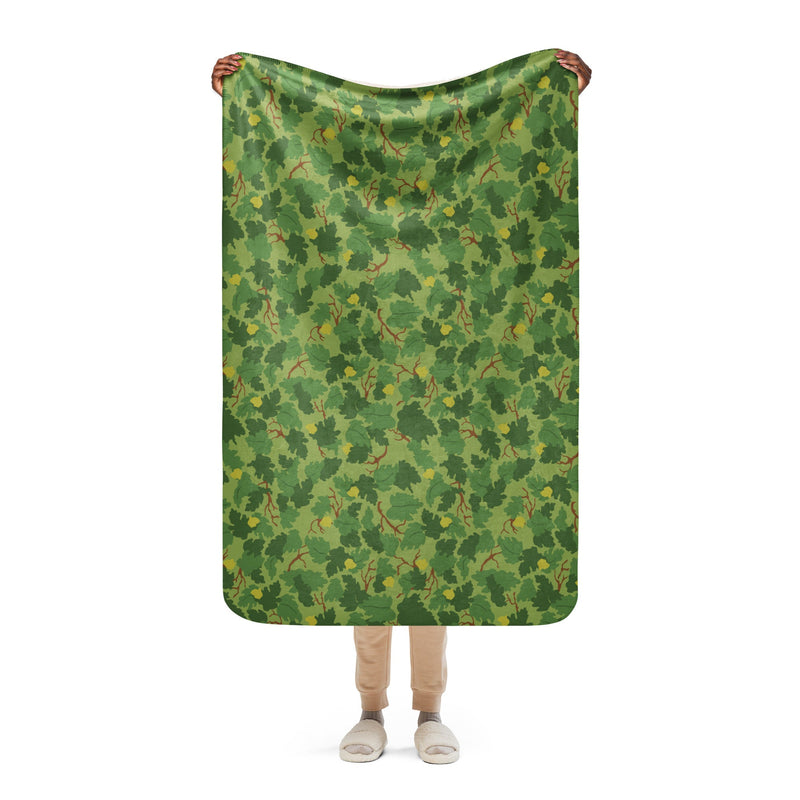 Mitchell Vine Leaf Green CAMO Sherpa Blanket - 37″×57″