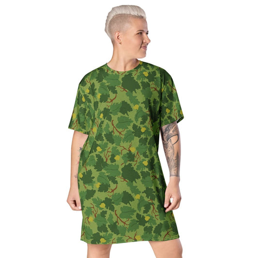 American Mitchell Wine Leaf Green CAMO T-shirt dress - 2XS