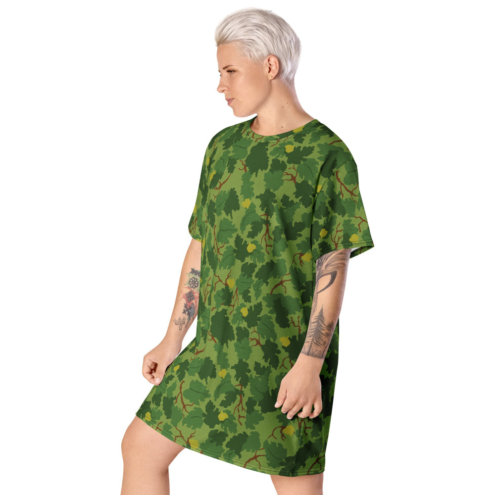 American Mitchell Wine Leaf Green CAMO T-shirt dress - Womens T-Shirt Dress