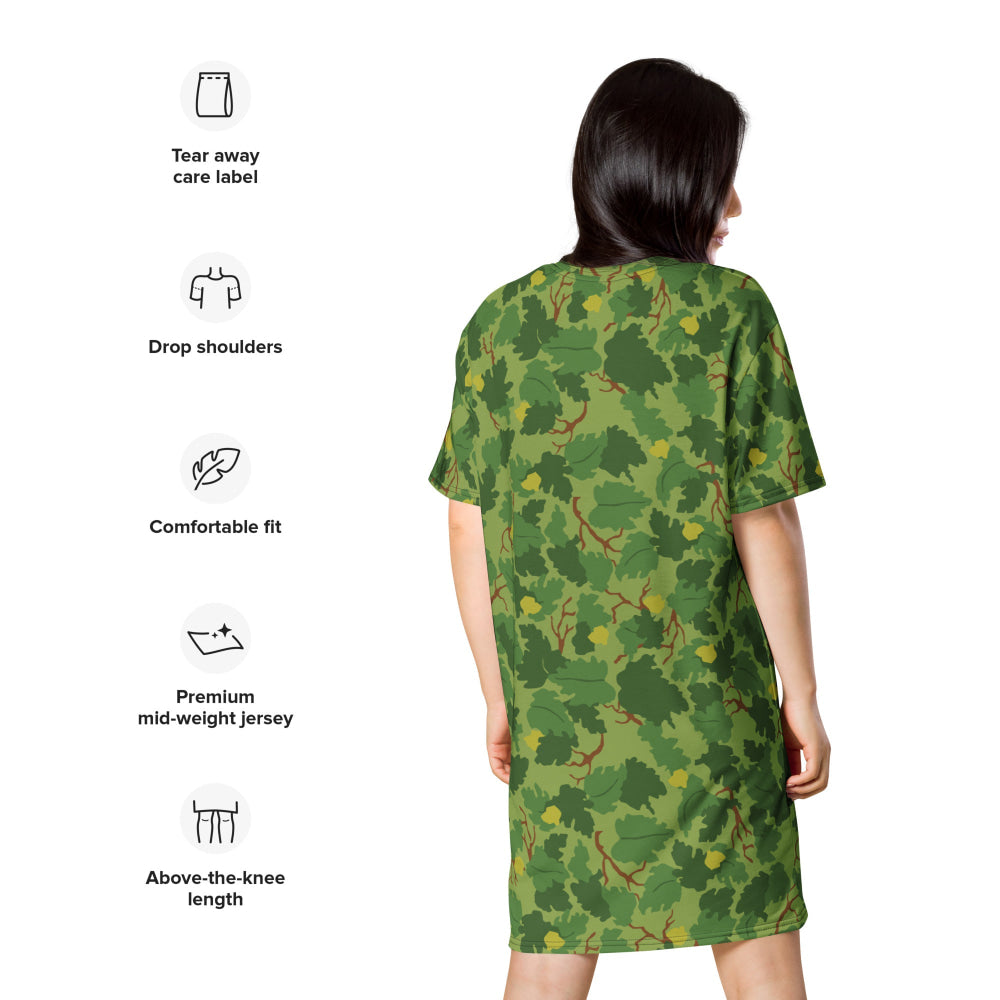 American Mitchell Wine Leaf Green CAMO T-shirt dress - Womens T-Shirt Dress