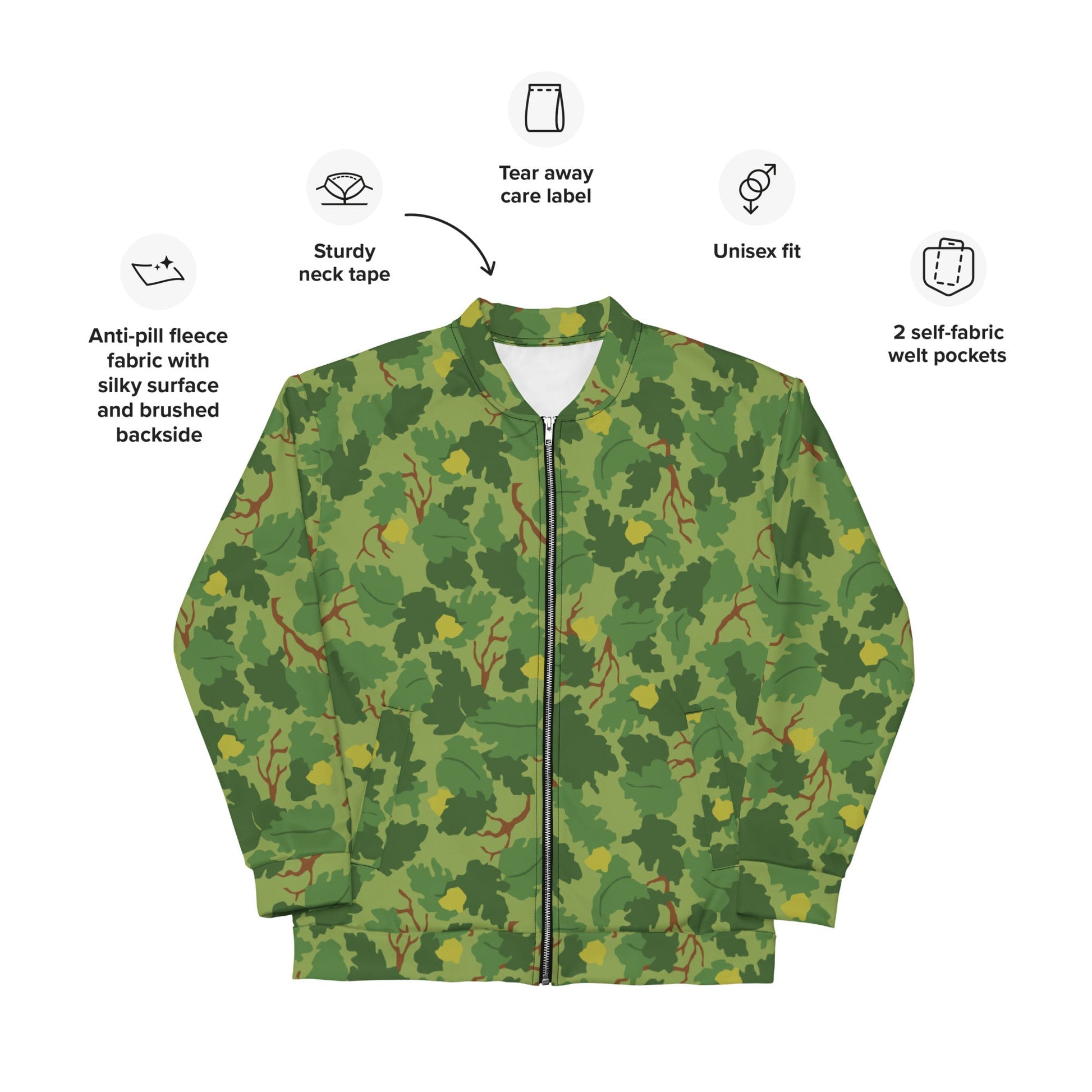 American Mitchell Wine Leaf Green CAMO Unisex Bomber Jacket - Jackets