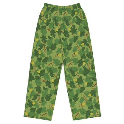 American Mitchell Wine Leaf Green CAMO unisex wide-leg pants - 2XS - Unisex Wide-Leg Pants