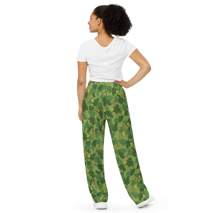 American Mitchell Wine Leaf Green CAMO unisex wide-leg pants - Unisex Wide-Leg Pants