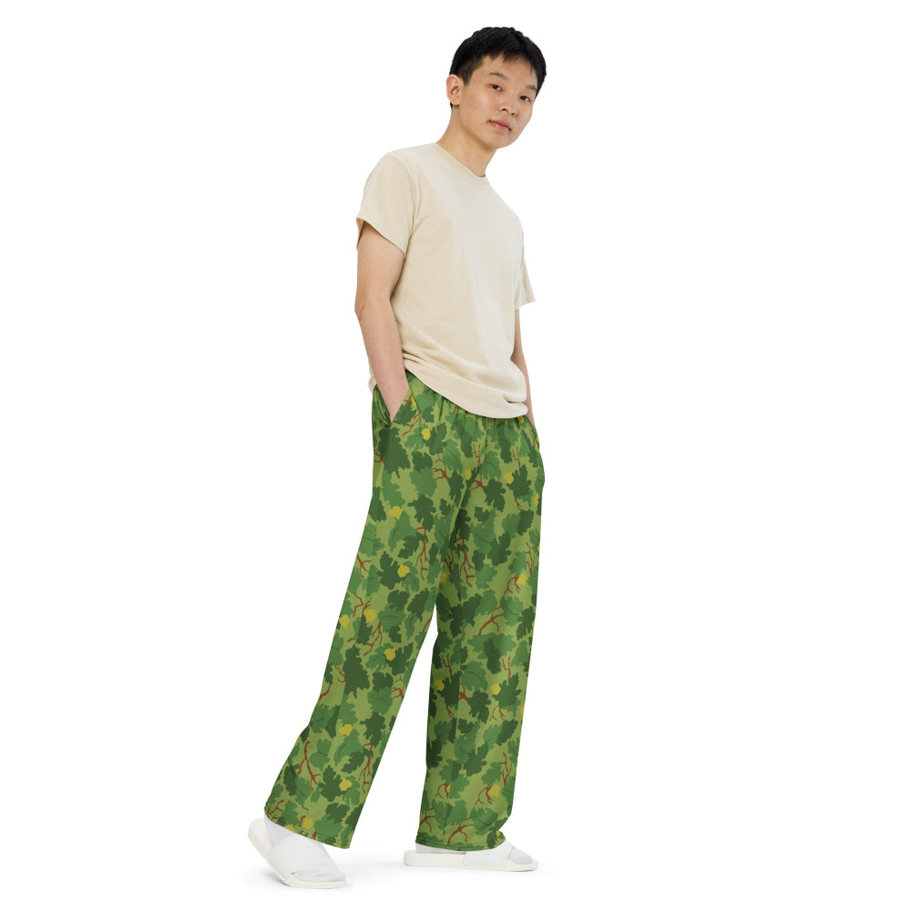 American Mitchell Wine Leaf Green CAMO unisex wide-leg pants - Unisex Wide-Leg Pants