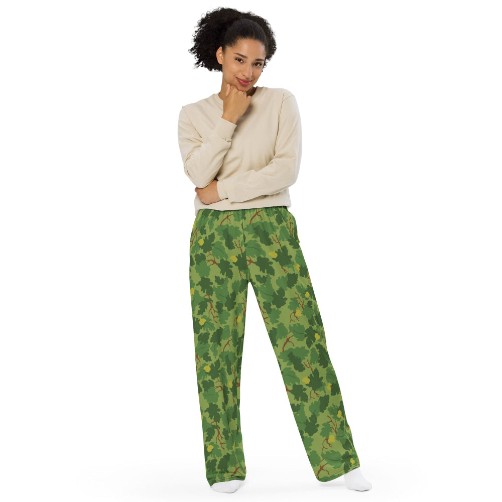 American Mitchell Wine Leaf Green CAMO unisex wide-leg pants - Unisex Wide-Leg Pants