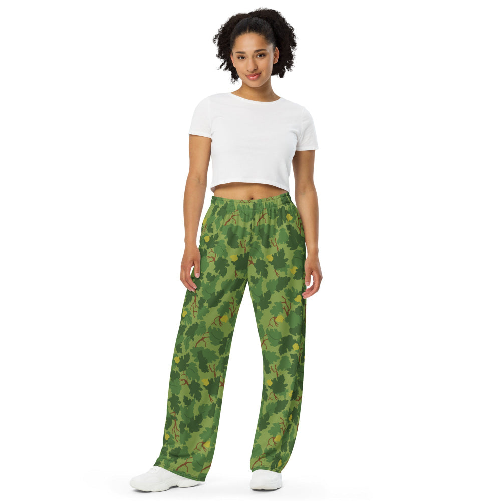 American Mitchell Wine Leaf Green CAMO unisex wide-leg pants - Unisex Wide-Leg Pants