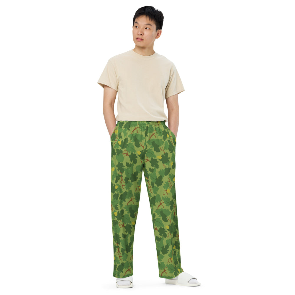 American Mitchell Wine Leaf Green CAMO unisex wide-leg pants - Unisex Wide-Leg Pants