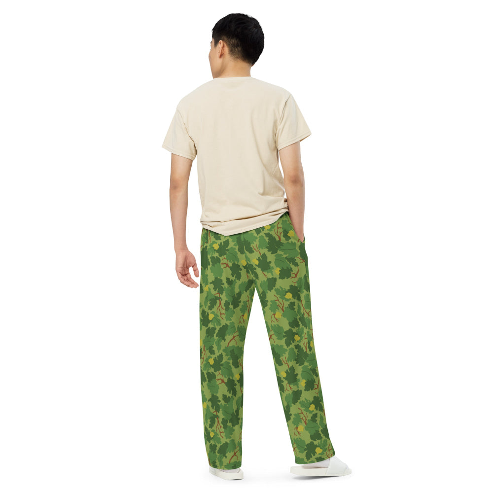 American Mitchell Wine Leaf Green CAMO unisex wide-leg pants - Unisex Wide-Leg Pants