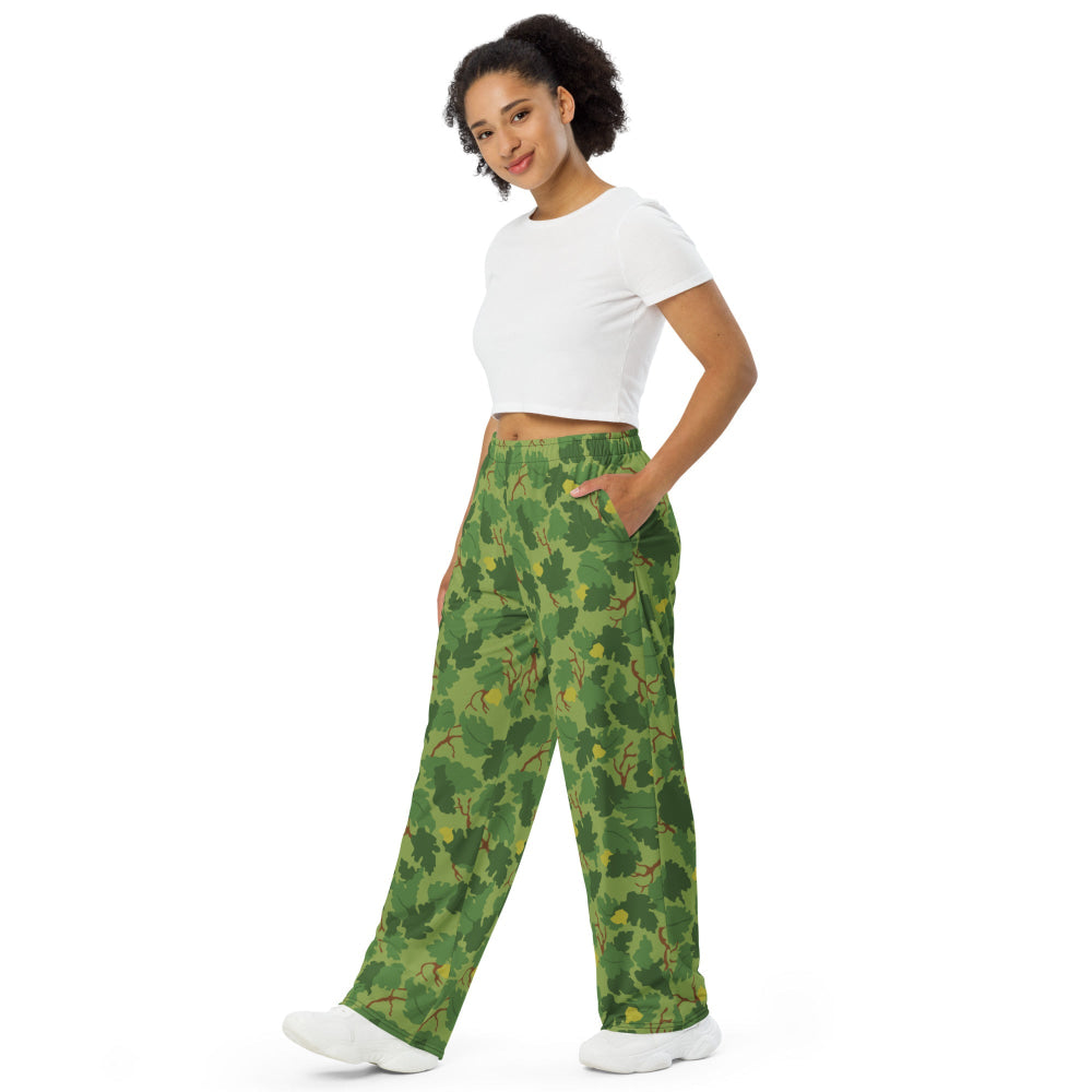 American Mitchell Wine Leaf Green CAMO unisex wide-leg pants - Unisex Wide-Leg Pants