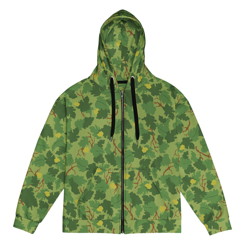 Mitchell Vine Leaf Green CAMO Unisex Zip Hoodie - 2XS