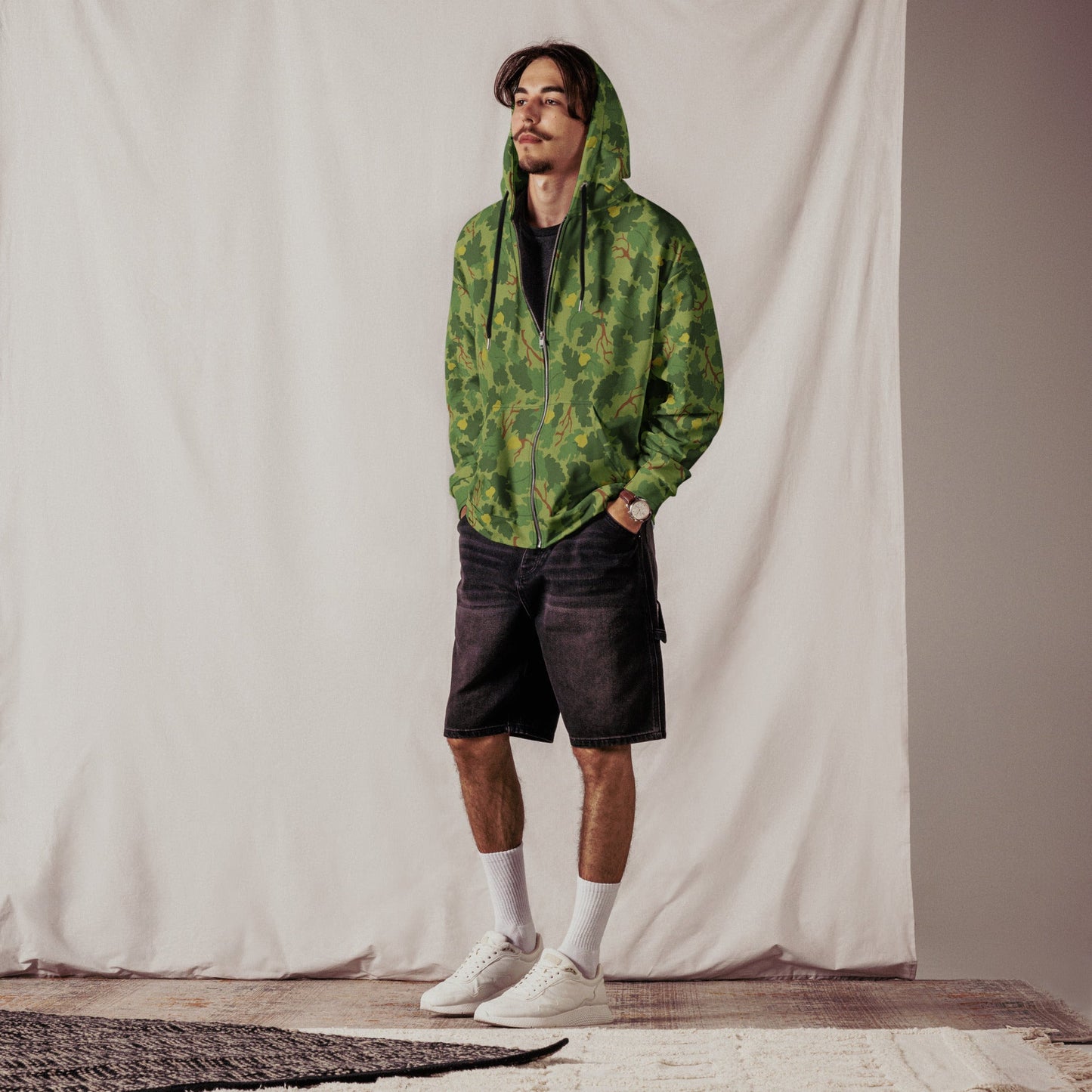 American Mitchell Wine Leaf Green CAMO Unisex zip hoodie - Zip Hoodies