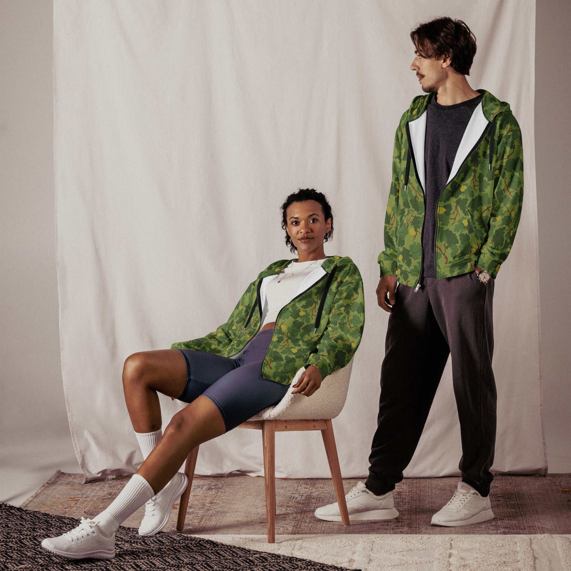 American Mitchell Wine Leaf Green CAMO Unisex zip hoodie - Zip Hoodies