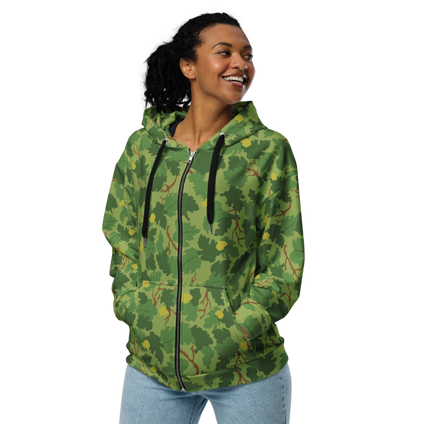 American Mitchell Wine Leaf Green CAMO Unisex zip hoodie - Zip Hoodies