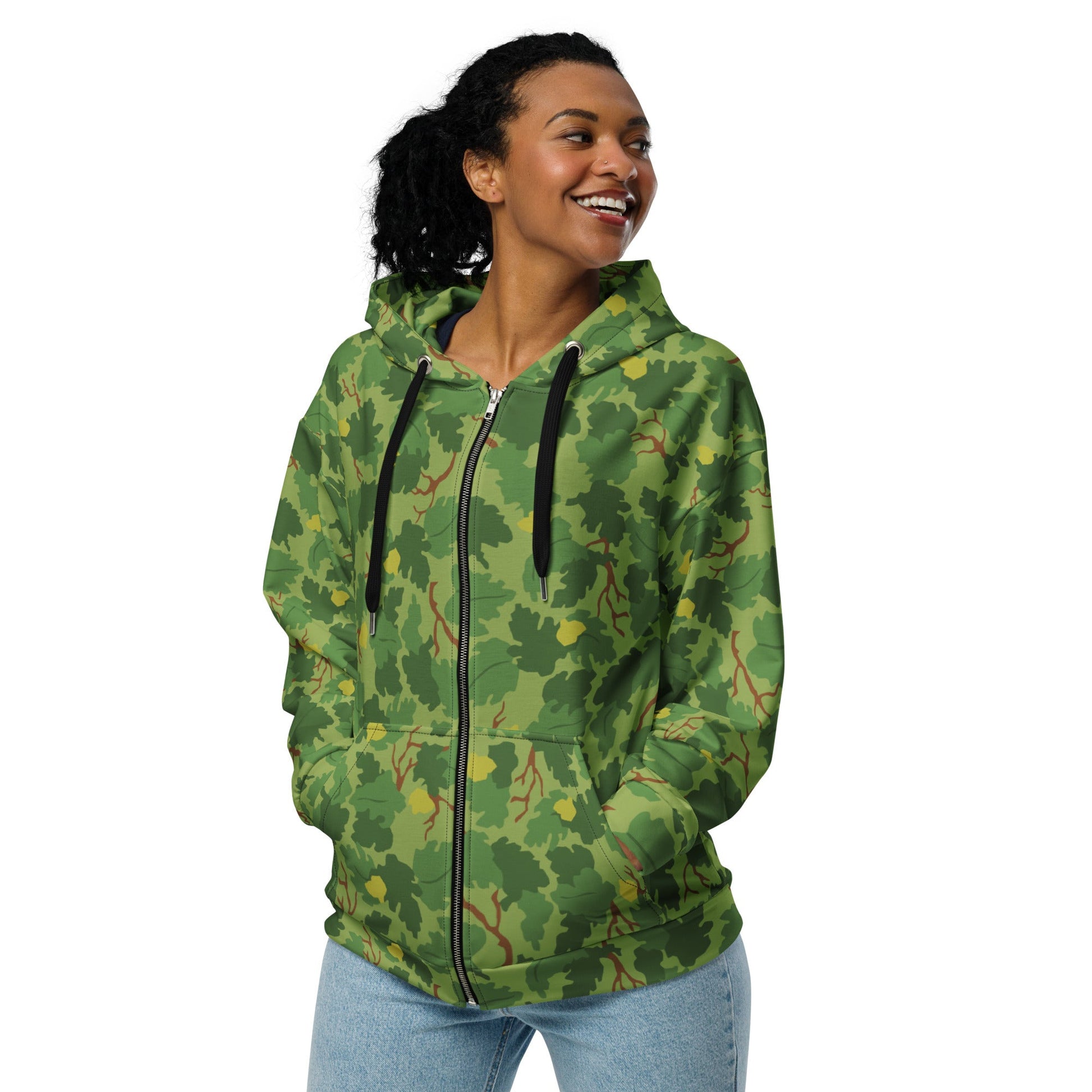 American Mitchell Wine Leaf Green CAMO Unisex zip hoodie - Zip Hoodies