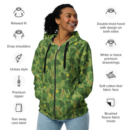 American Mitchell Wine Leaf Green CAMO Unisex zip hoodie - Zip Hoodie