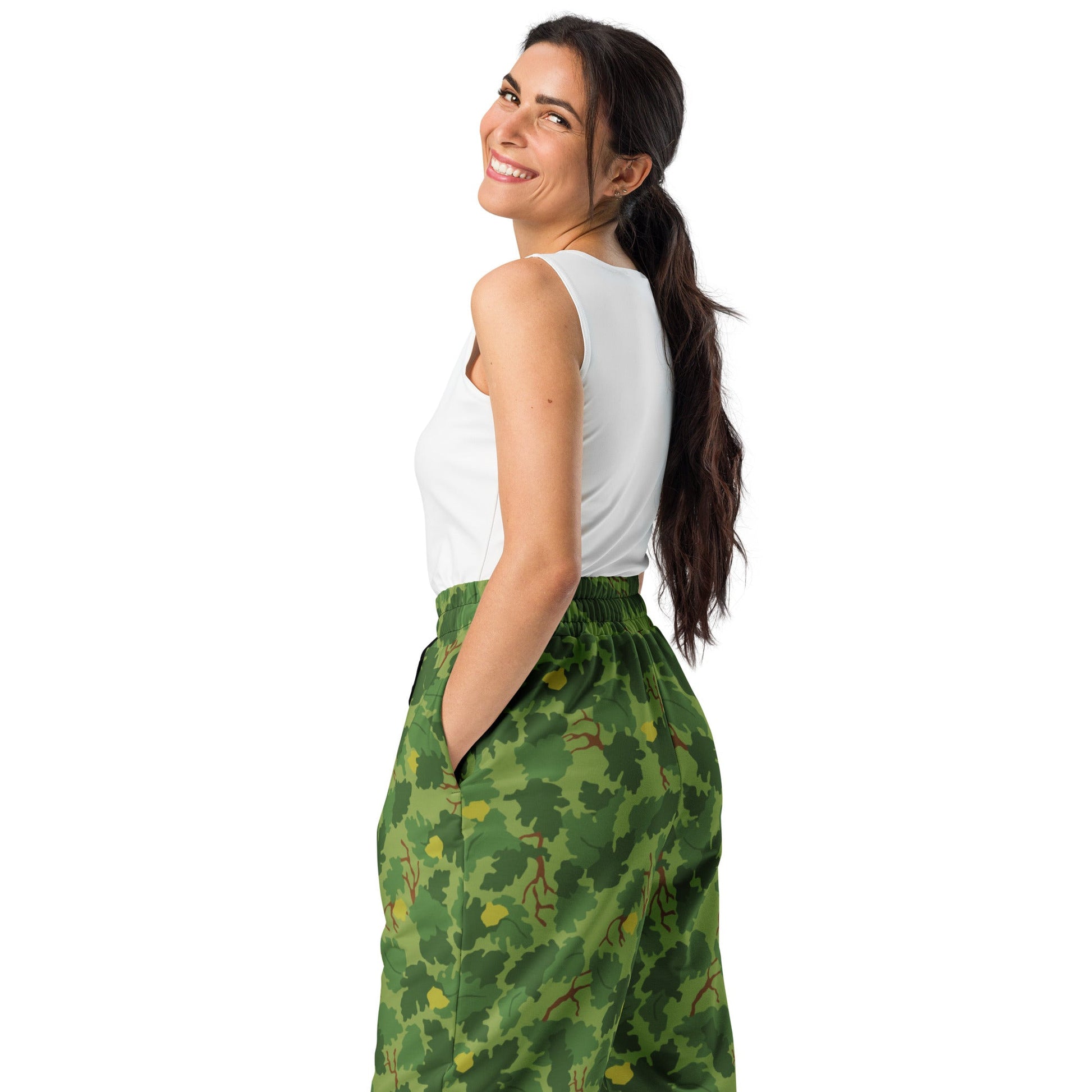 American Mitchell Wine Leaf Green CAMO Wide-leg joggers - Joggers