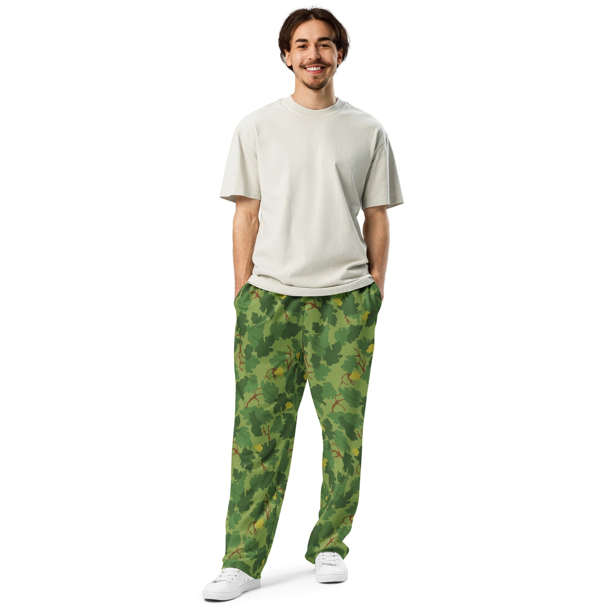 American Mitchell Wine Leaf Green CAMO Wide-leg joggers - Joggers