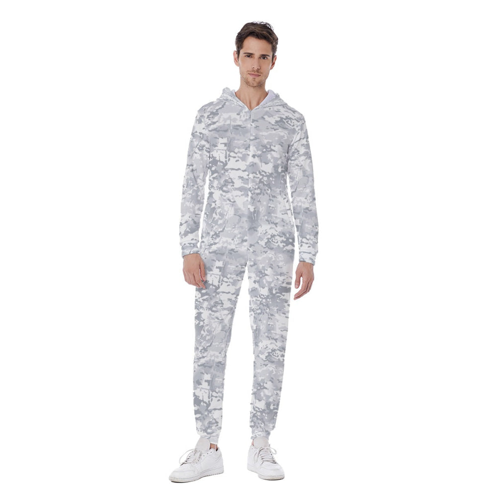 American Multi CAMO Alpine Men’s Hooded Jumpsuit - S / White - Mens