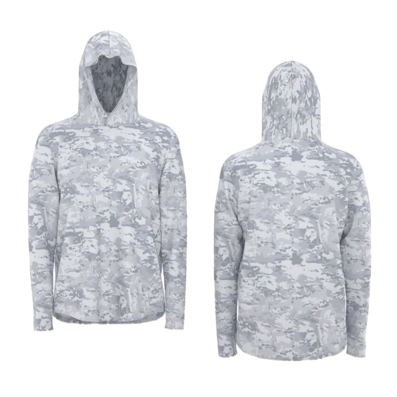 American Multi CAMO Alpine Men’s Sunscreen Sports Hoodie With Thumb Holes - S / White - Mens Sunscreen Sports Hoodie With Thumb Holes