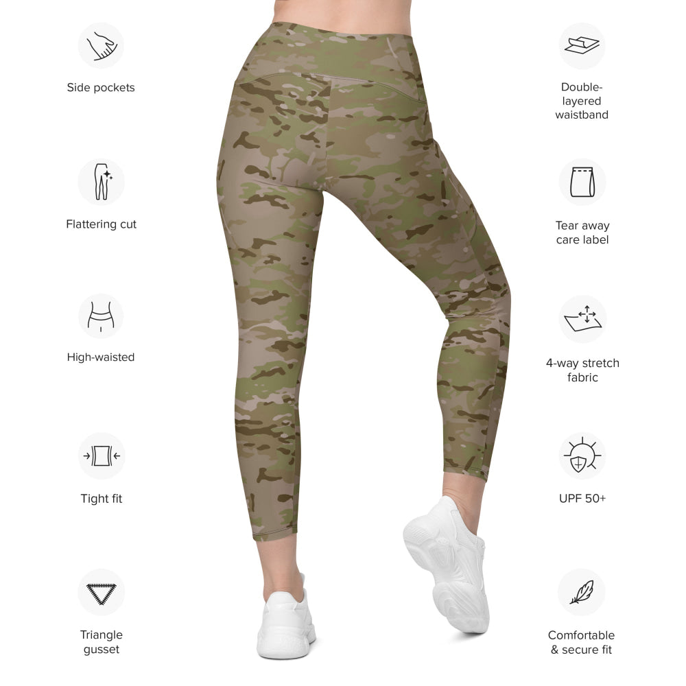 American Multi CAMO Arid Leggings with pockets - Womens With Pockets