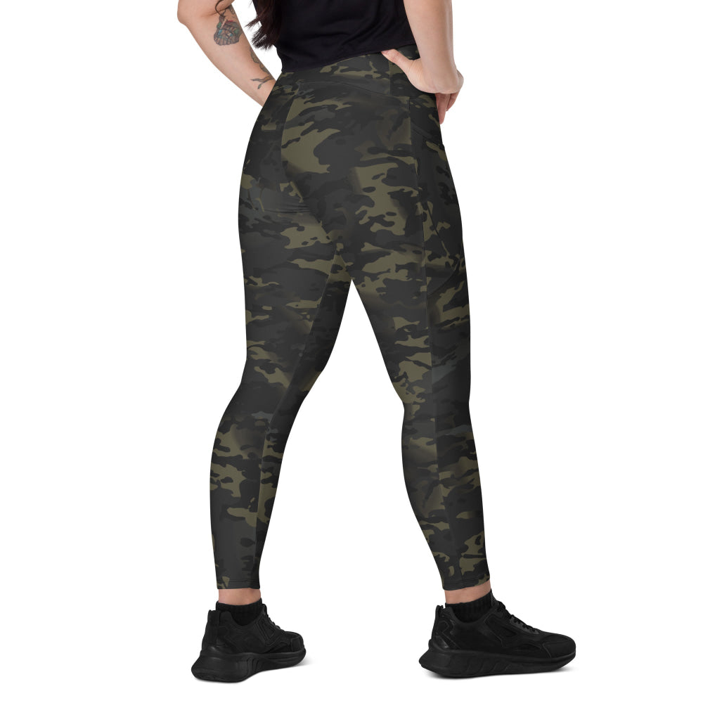 American Multi CAMO Black Leggings with pockets - 2XS - Womens With Pockets