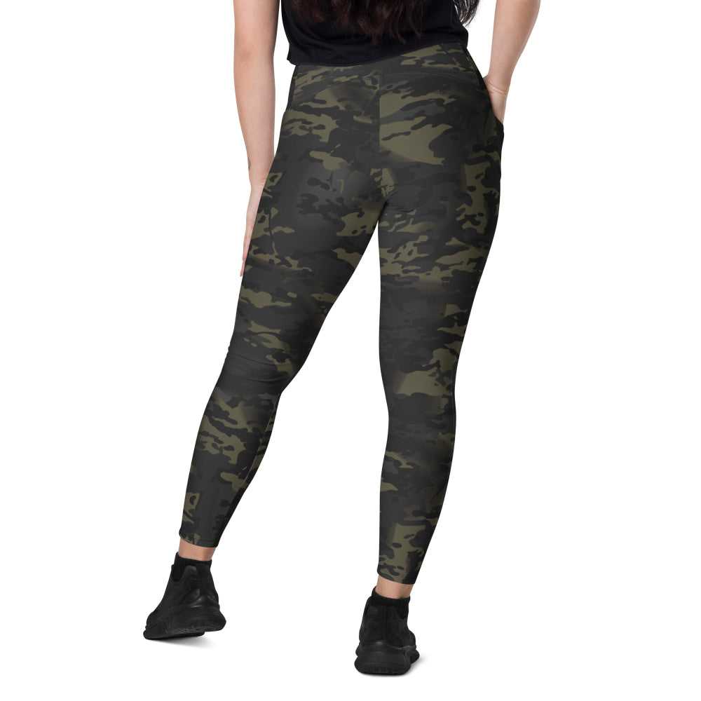 American Multi CAMO Black Leggings with pockets - Womens With Pockets