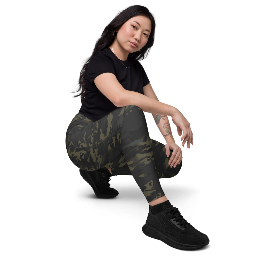 American Multi CAMO Black Leggings with pockets - Womens With Pockets