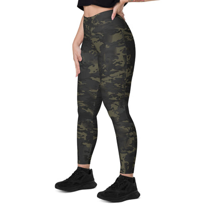 American Multi CAMO Black Leggings with pockets - Womens With Pockets