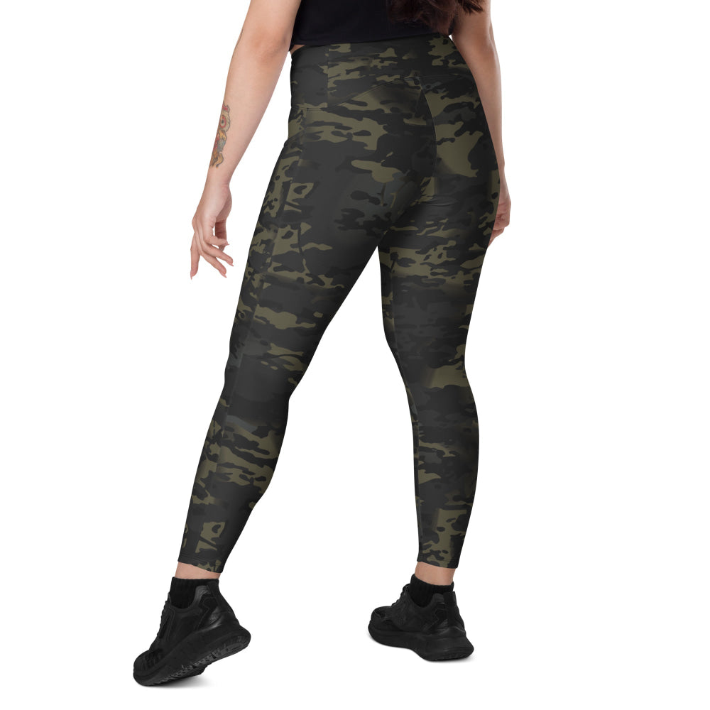 American Multi CAMO Black Leggings with pockets - Womens With Pockets