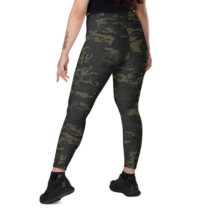 American Multi CAMO Black Leggings with pockets - Womens With Pockets