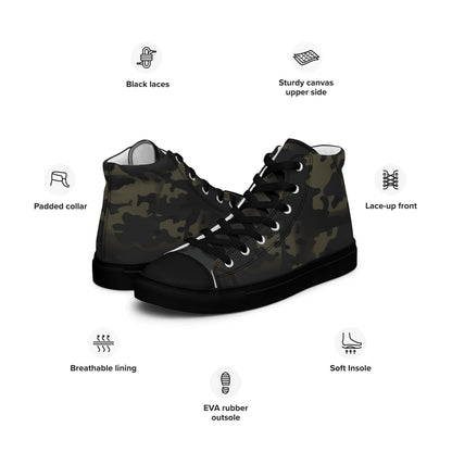 American Multi CAMO Black Men’s high top canvas shoes - Mens High Top Canvas Shoes