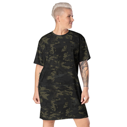 American Multi CAMO Black T-shirt dress - 2XS - Womens T-Shirt Dress