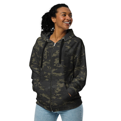 American Multi CAMO Black Unisex zip hoodie - Zip Hoodie