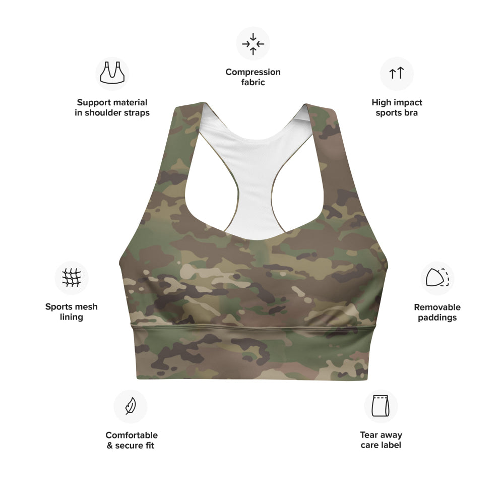 American Multi CAMO Longline sports bra - Womens Sports Bra