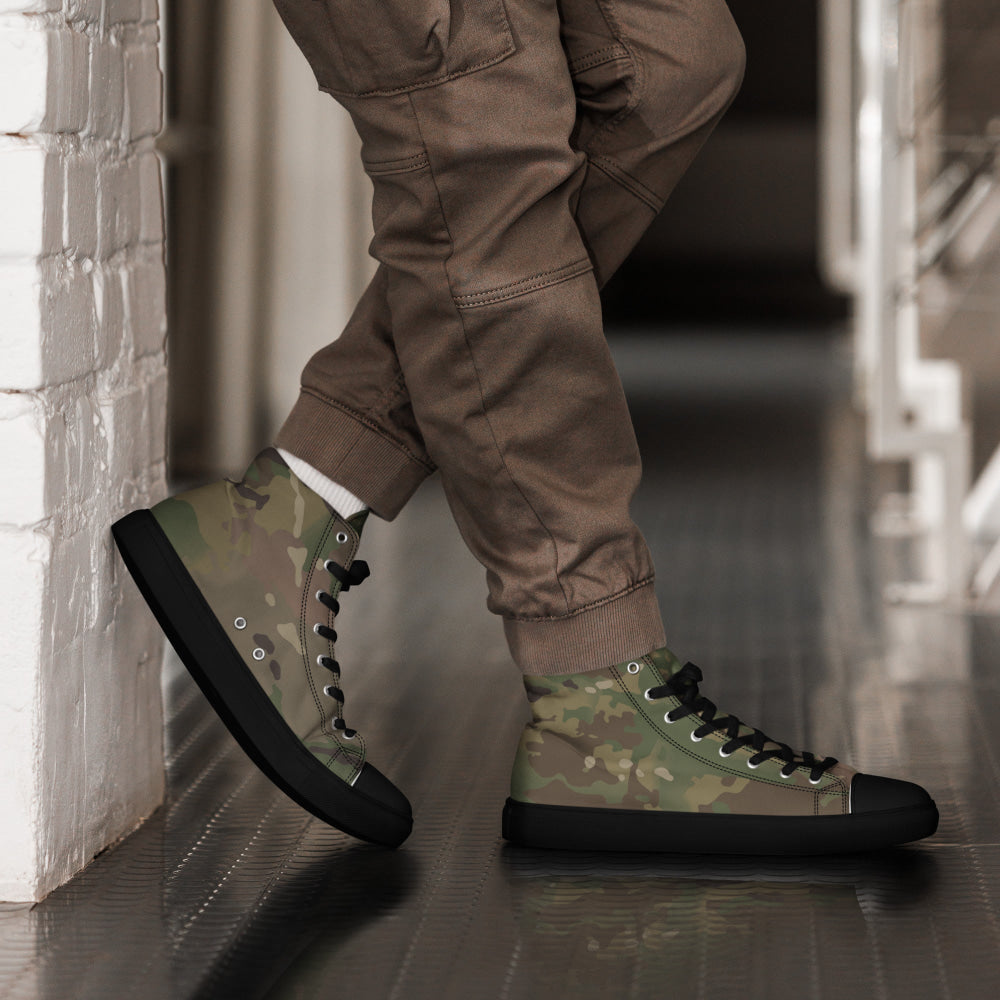 American Multi CAMO Men’s high top canvas shoes - Black / 5 - Mens High Top Canvas Shoes