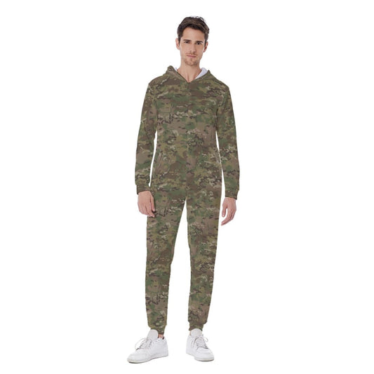 American Multi CAMO Men’s Hooded Jumpsuit - S / White - Mens