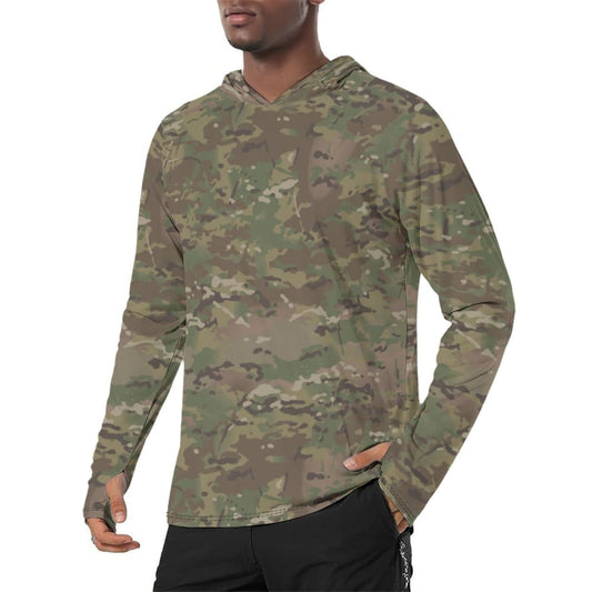 American Multi CAMO Men’s Sunscreen Sports Hoodie With Thumb Holes - Mens