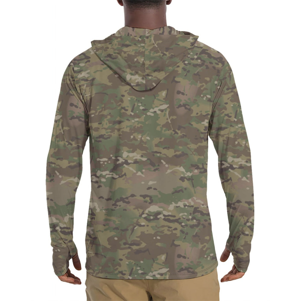 American Multi CAMO Men’s Sunscreen Sports Hoodie With Thumb Holes - Mens