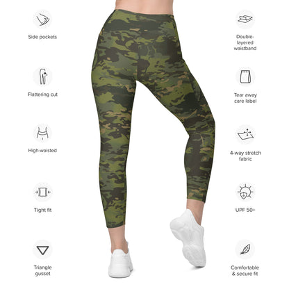 American Multi CAMO Tropical Leggings with pockets - Womens With Pockets