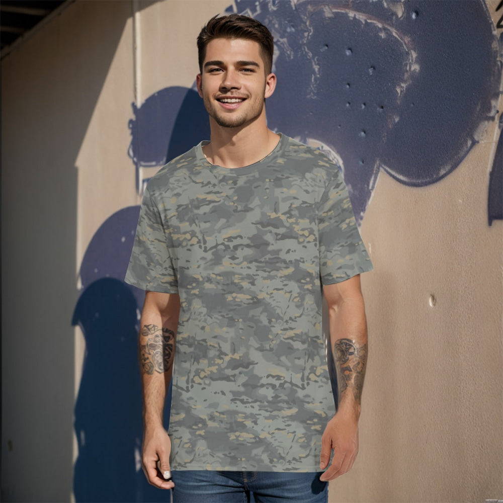 American Multi CAMO Urban Men’s 100% Cotton T-Shirt - XS / White - Mens