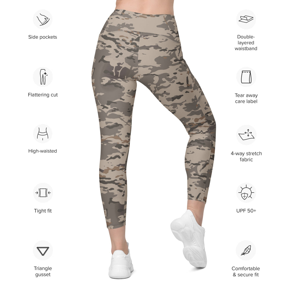 American Multi CAMO Urban Rubble Leggings with pockets - Womens With Pockets