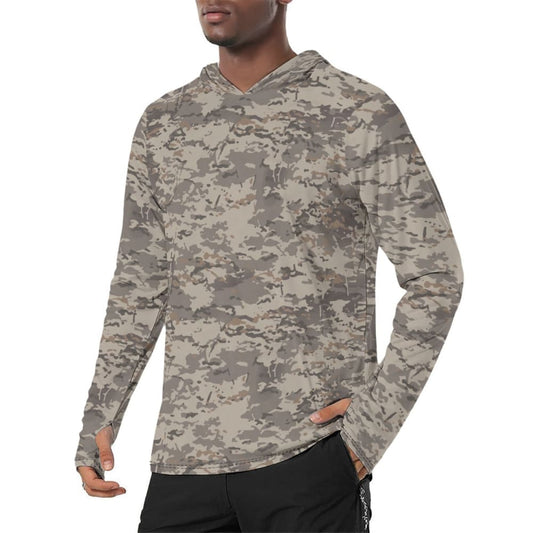 American Multi CAMO Urban Rubble Men’s Sunscreen Sports Hoodie With Thumb Holes - Mens