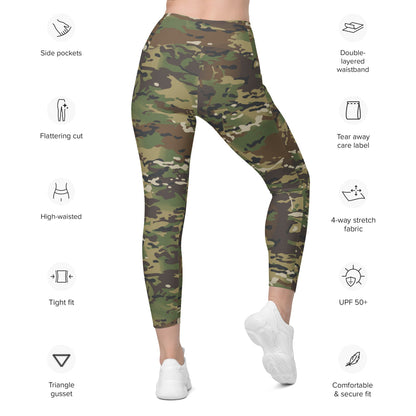 American Multi CAMO Woodland Leggings with pockets - Womens With Pockets