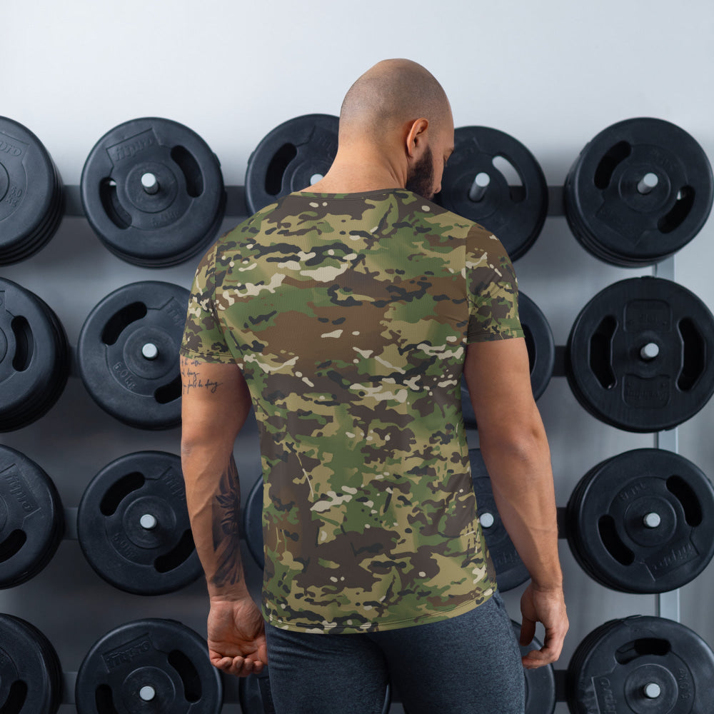 American Multi CAMO Woodland Men’s Athletic T-shirt - Mens T-Shirt