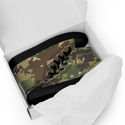 American Multi CAMO Woodland Men’s high top canvas shoes - Mens High Top Canvas Shoes