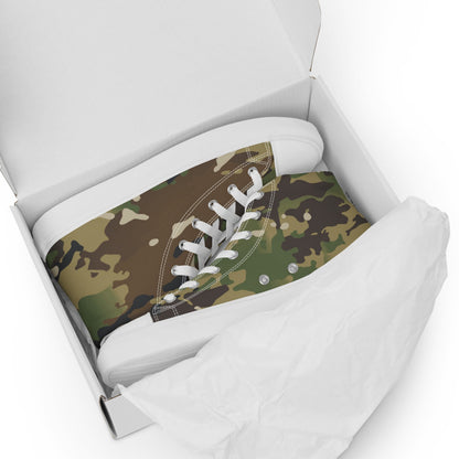 American Multi CAMO Woodland Men’s high top canvas shoes - Mens High Top Canvas Shoes