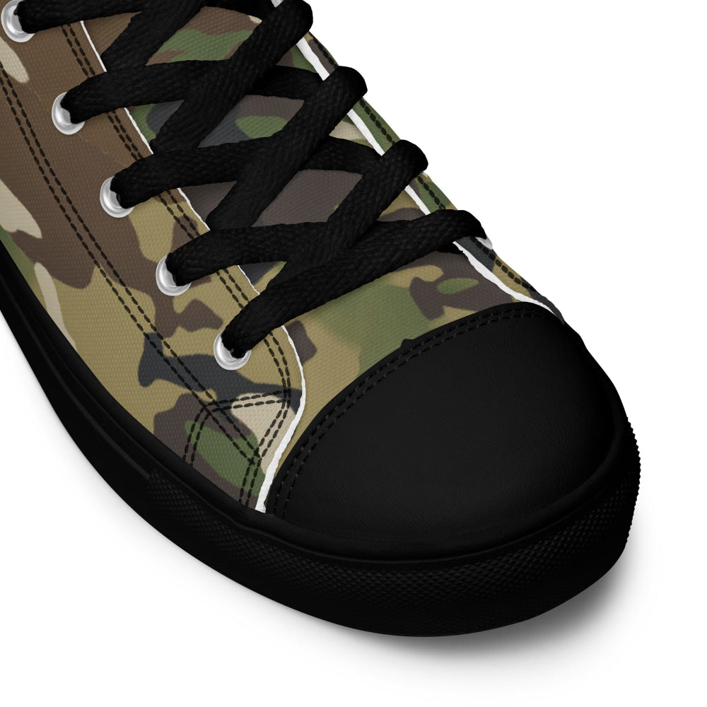 American Multi CAMO Woodland Men’s high top canvas shoes - Mens High Top Canvas Shoes